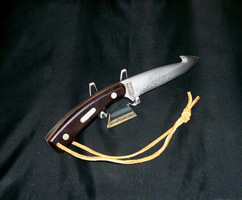 Schrade 158OT Knife Guthook Skinner 1980 Fixed Blade Hunter & Original Sheath - Picture 7 of 12