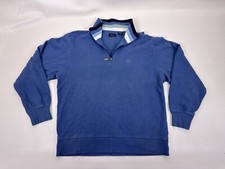 Izod Men's 1/4 Zip Mock Neck Blue Pullover Long Sleeve Sweater Size L