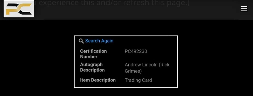 TWD  Trading Cards S4 Part 2 Rick Grimes W/ Autograph - Image 4 of 4