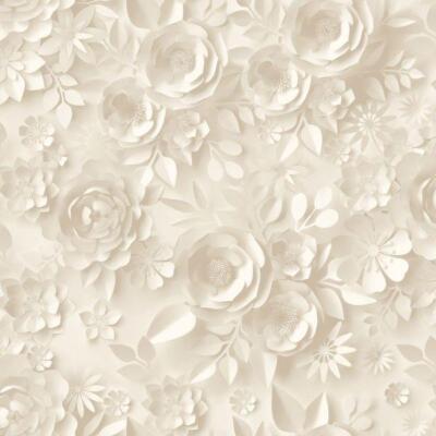 Muriva Origami Flowers Wallpaper Floral 3D Mica Effect My Kingdom Cream M44607
