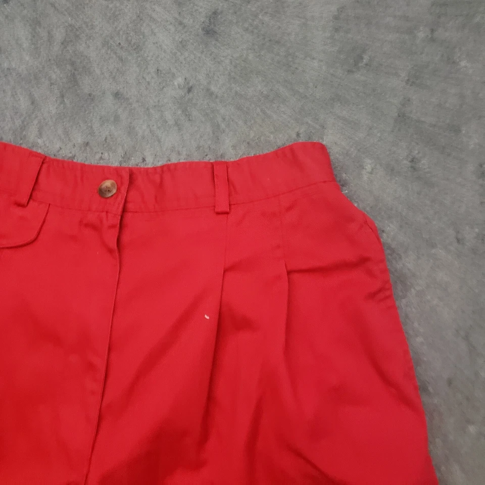 Pantalones Cortos Karen Scott Para Mujer 10 Rojo Chino Tiro Alto Bolsillos Plisados Algodón Elástico Foto 3 de 4