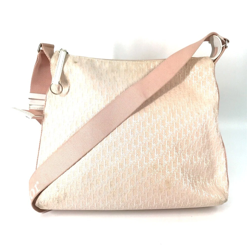 Sac bandoulière Dior Trotter vintage logo bandoulière toile/cuir rose