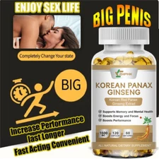 Pure Korean Red Panax Ginseng Extract Capsules 1600mg Penis Enlarger 120 Pills