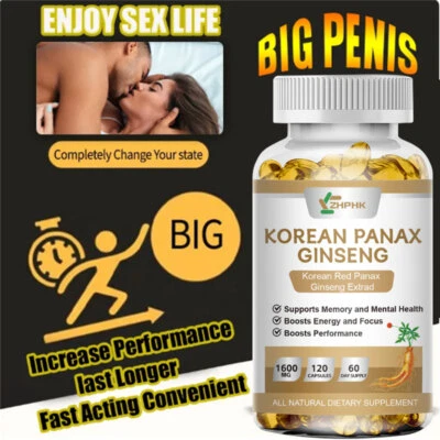 ZHPHK Korean Red Panax Ginseng 1600mg - 120 Capsules - Extra Strength NON-GMO