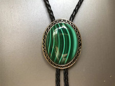 Natural Malachite Stone Bolo Tie Wedding Necklace Mens Western Cowboy Necktie