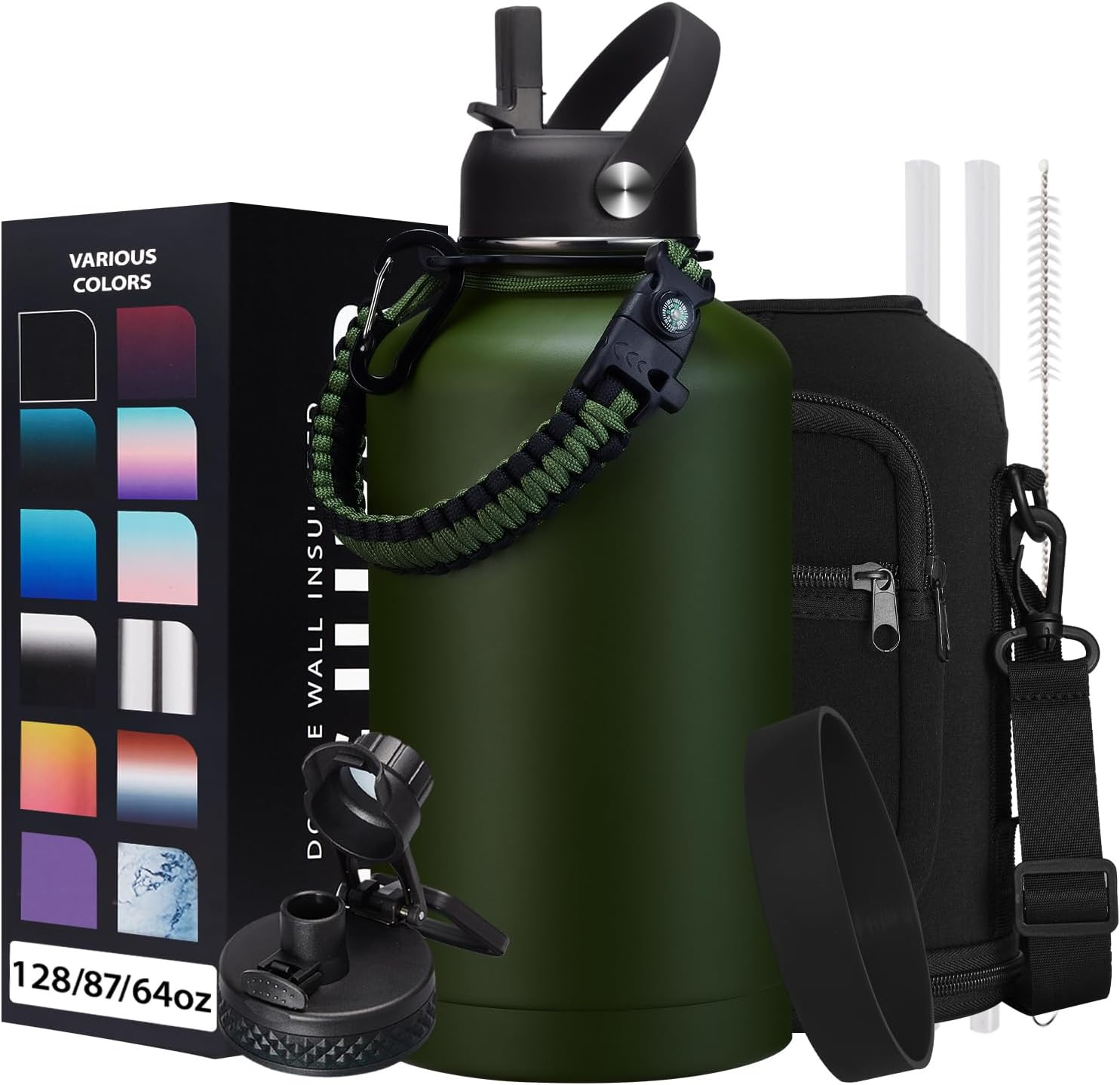 With Straw Stainless Steel Thermos Flask Jug