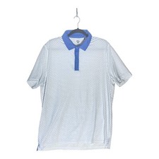 Graham Luxe Polo Shirt Mens Golf Performance Lightweight White Blue Size Large
