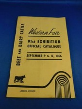 BEEF DAIRY CATTLE OFFICIAL CATALOG WESTERN FAIR LONDON CANADA 1966 VINTAGE