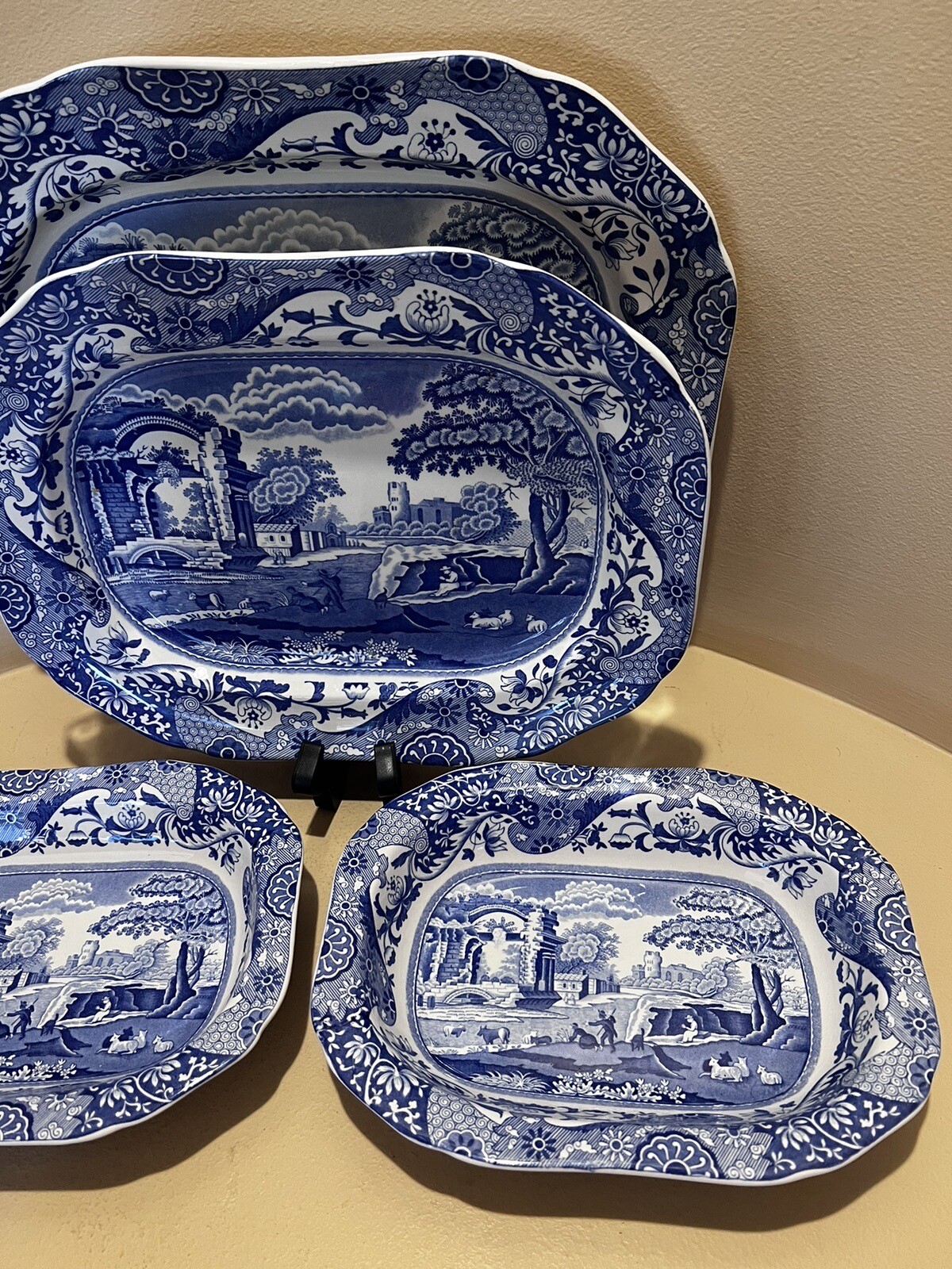 Spode Blue Italian Serving Bowls and Platters 2 Platters and 2 oval