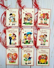 9 Retro Style Valentine Handmade Gift Tags Scrapbooks Junk Journals Crafts