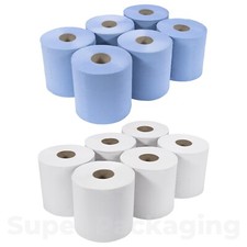 Centrefeed Blue White Rolls - 2 Ply Heavy Duty Industrial Towels - 150 Metres