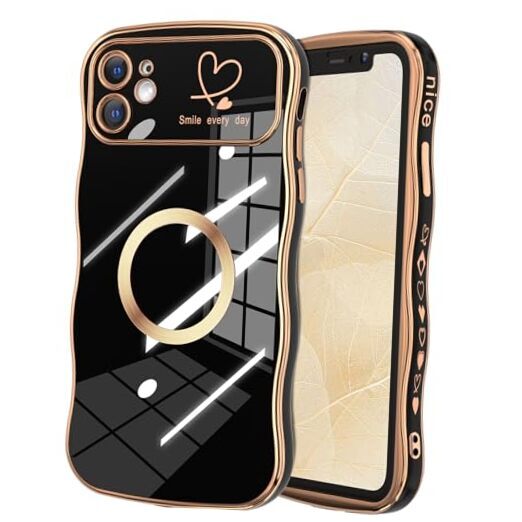 Meshine for Case for Women Girls, [Compatible with MagSafe] iPhone 11 Black
