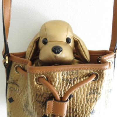 MCM Visetoes Dog Drawstring Bag Gold Brown Color O4 | eBay