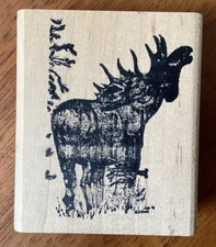 Readfox Moose Buck landscape wild animal forest wildlife mounted rubber stamp