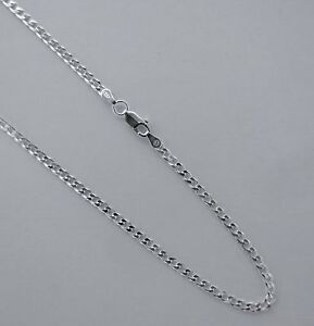Width 3mm Sterling 925 Silver Light Curb Chain Pendant Necklace Chain 16"-24" 