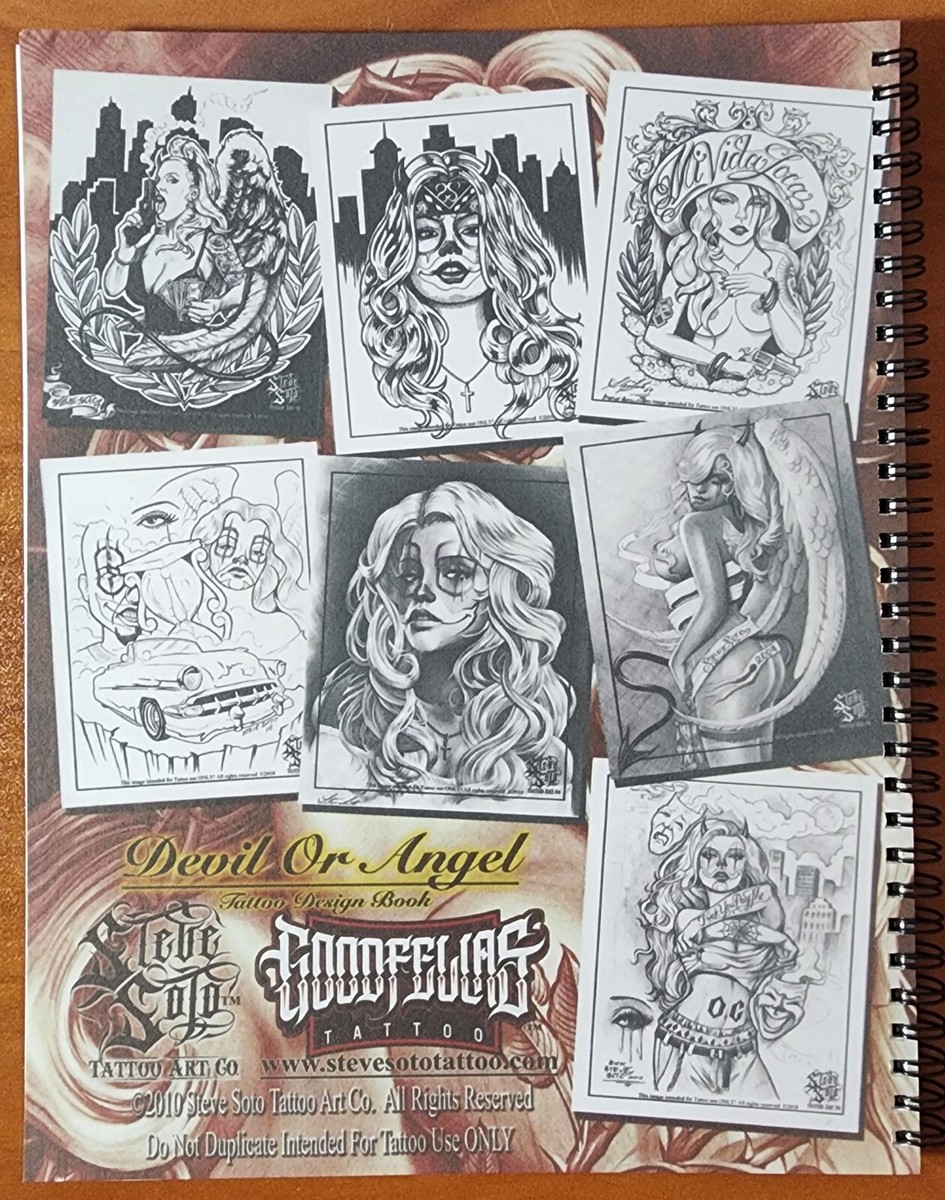 Steve Soto Devil Or Angel Tattoo Flash Design Sketchbook, 30 Pages