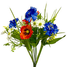 Künstlicher Feldstrauß 35cm. Kunstblume Mohn Korn Kamille Wiesenblumen BUNT