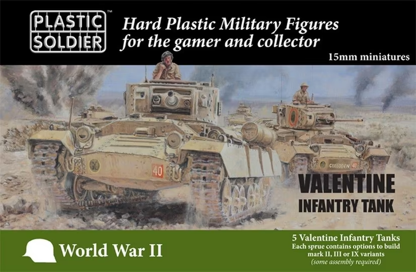 WW2V15034 15mm VALENTINE INFANTRY TANK Plastic Soldier 1/100 NEW IN BOX WW2