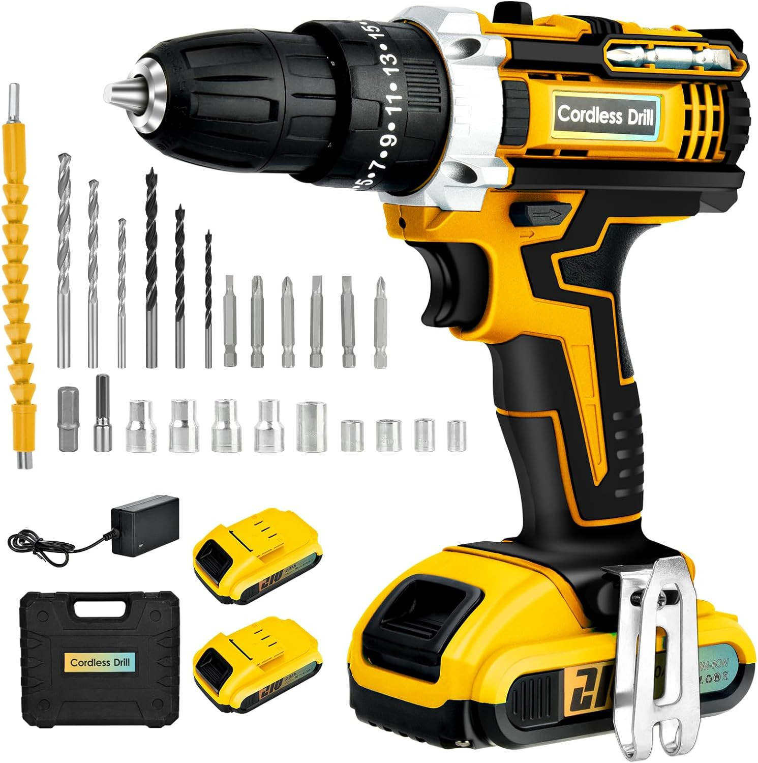 Trapano Avvitatore a Batteria 21V Professionale - Coppia 25+3 LED - 1