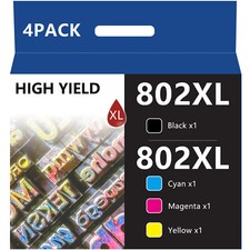 4PK 802XL T802XL Ink For Epson WorkForce Pro WF-4720 WF-4730 WF-4734 WF-4740