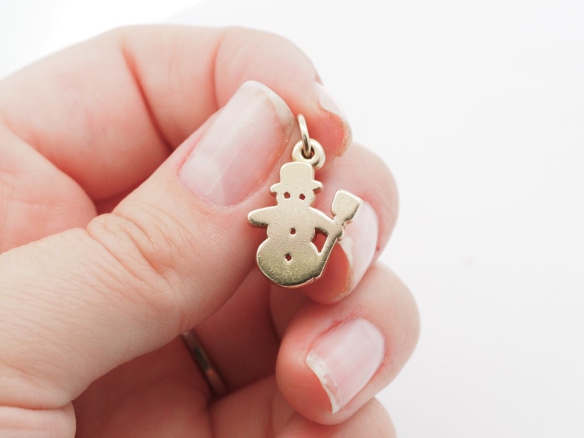 Inspired Silver Bingo Charm Ornament - Gold Square Snowman With Cubic Zirconia, Gift Pouch - View #8