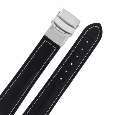 Cinturino Orologio Chiusura IN Pelle Opaco 14 MM Blu Kroko Alligatore Goffratura