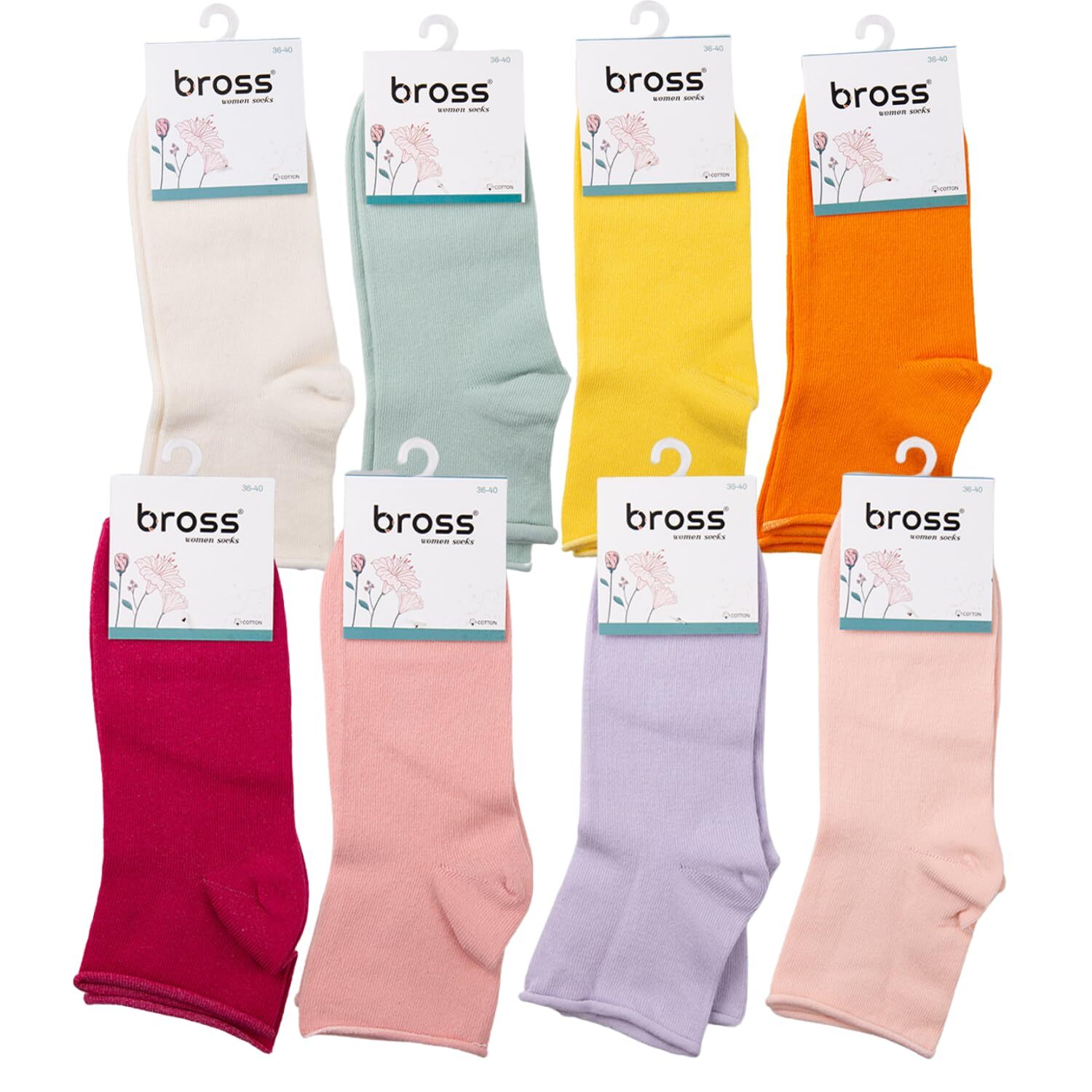 Women Socks Roll Cuff Crew Socks Roll Top Socks 4-10 Size Mix-image