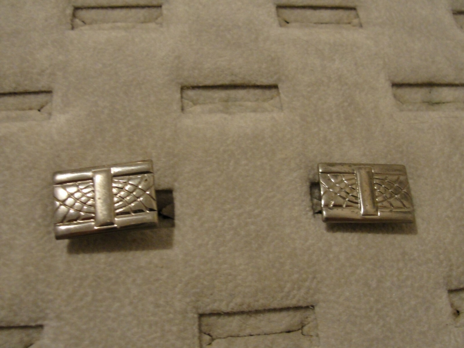 vintage silvertone rectangular cufflinks .75" x .… - image 1