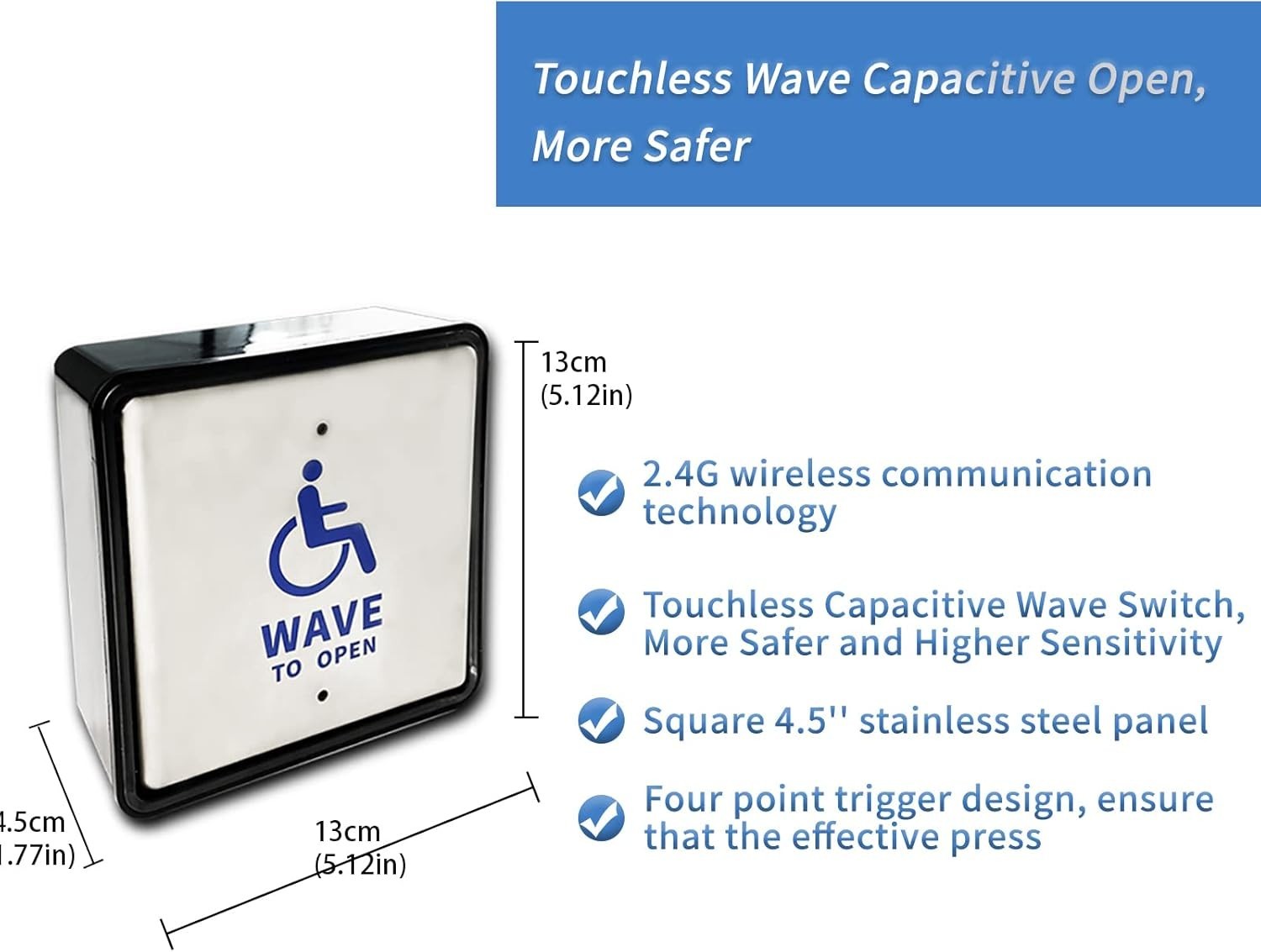 OlideSmart Auto Handicap Swing Door Opener with Wireless Capacitive Wave Switch