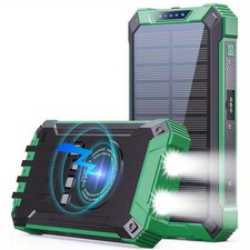 900000mAh Solar Power Bank USB Portable Charger With Flashlight Green For phone