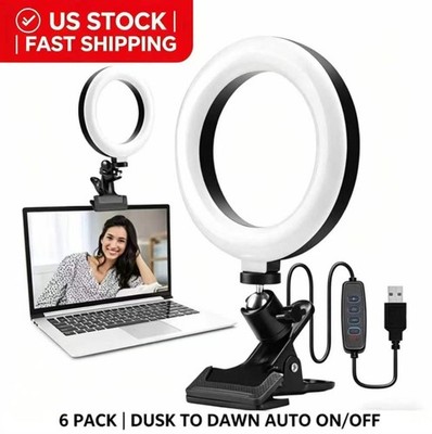 6 in Dimmable LED Ring Light with Clip USB Powered Selfie Laptop Light USA Stock