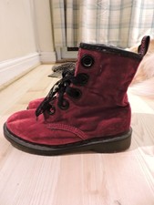 Doc Martens  Red Velvet Grace 5 Eye Boots Size UK 7