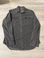 Vintage Polo Ralph Lauren Western Pearl Snap Shirt Large Faded Black