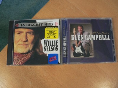 Two Male Country CDs Willie Nelson Biggest Hits & Glenn Campbell All the Best