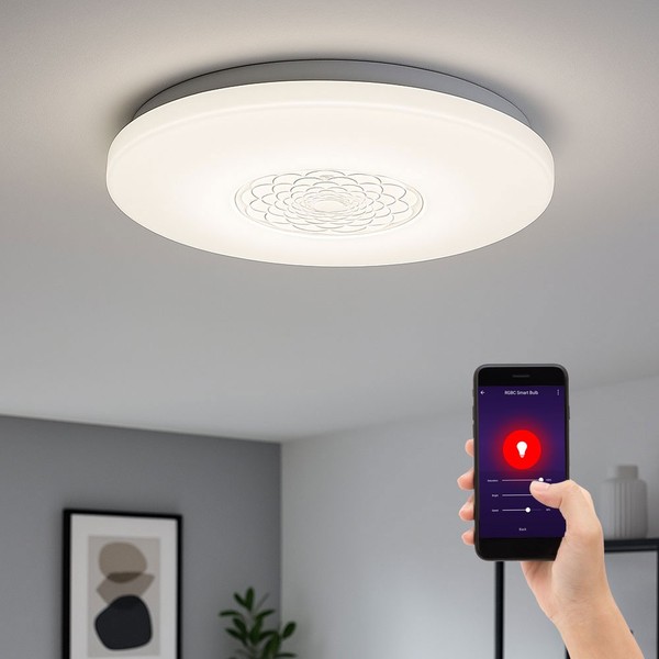 Deckenlampe Deckenleuchte Wohnzimmerlampe Cct App Dimmbar Rund Weiß Smart Led-image
