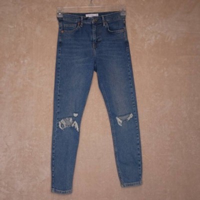 Topshop Jeans Womens Jamie Slim Skinny Blue Distressed Medium Wash Denim 28 New