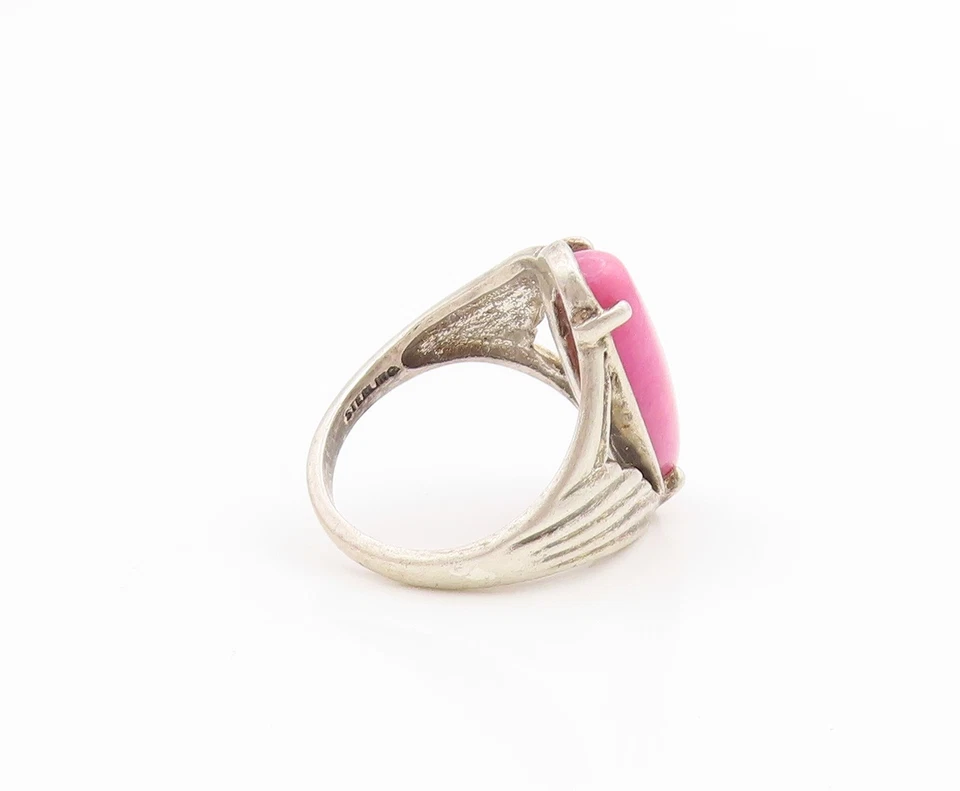 925 Sterling Silver Vintage Ring KABANA Pink Rhodonite Split Band  Sz 6  RG34481 - Image 4 of 4