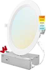 LUXRITE 8" 1800lm Ultra Thin LED Recessed Light 23W 5 Color Dimmable CRI90 S11