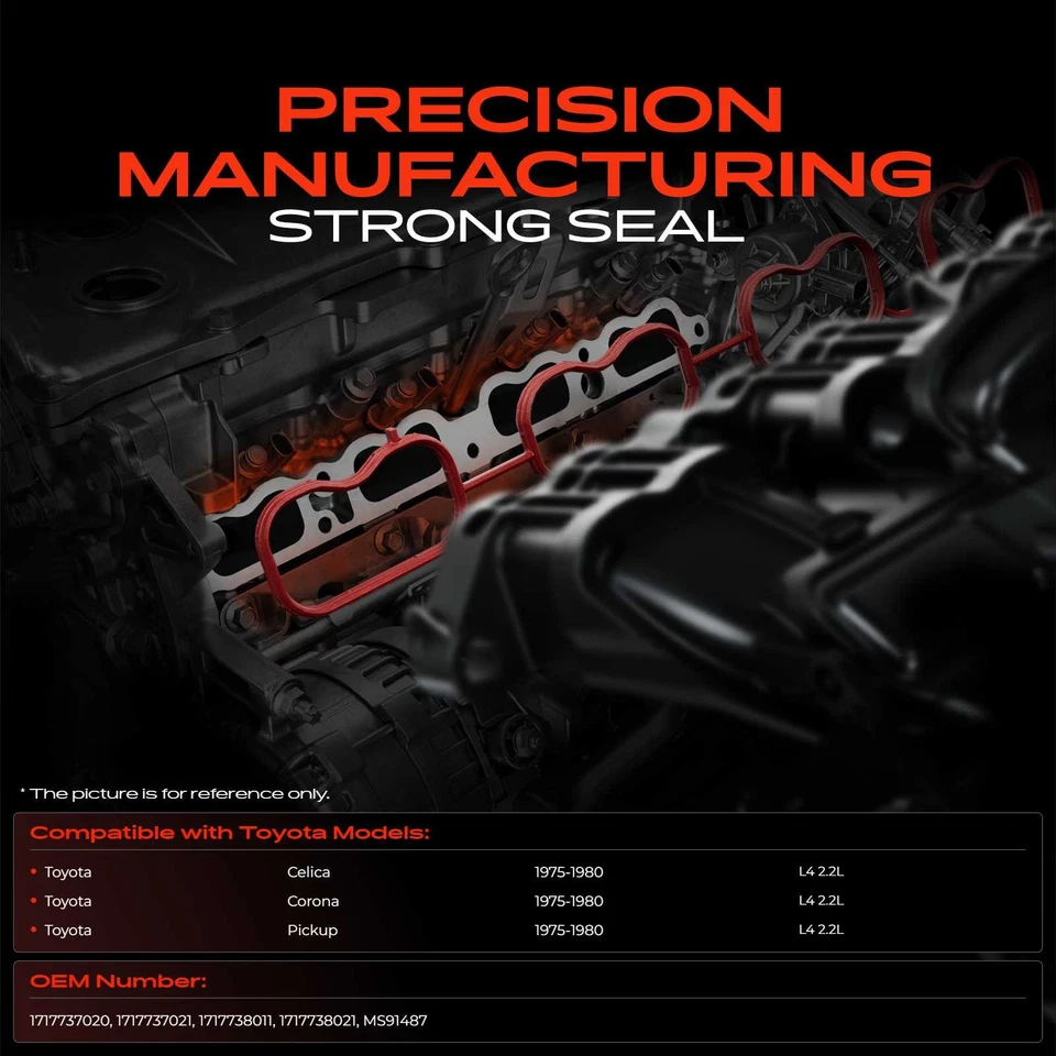 Engine Intake Manifold Gasket Set for Toyota Celica Corona Pickup 75-80 L4 2.2L - Image 2 of 4