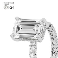 Emerald Diamond Engagement Ring 18k White Gold Labgrown 4.35 Ct Solitaire