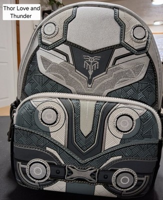 Loungefly Marvel Thor Love and Thunder Mini Backpack Silver Black Blue Metallic