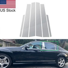 For Mercedes S-class 07-13 W221 6pcs Chrome Pillar Posts Window Door Trim Covers