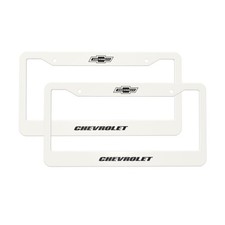 Chevrolet 2 Pack Stainless Steel Rust-proof License Plate Frame Holder White