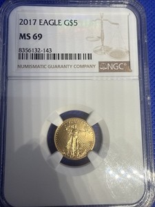 2017 $5 Gold American Eagle 1/10 oz NGC MS69 Mint State Certified #8356132-143