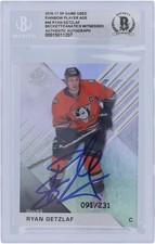 Ryan Getzlaf Ducks Signed 2016-17 Upper Deck SP GU Rainbow #49 #/231 BAS 10 Card