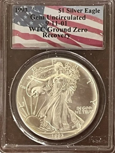1993 PCGS Gem Uncirc 9-11-01  WTC Ground Zero Silver Eagle