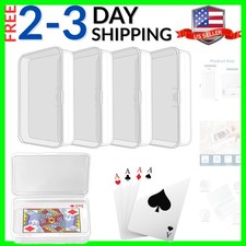 Blank Card Case, 4 Pack Clear Plastic Card Deck Box, Snaps Closed - Storage B...