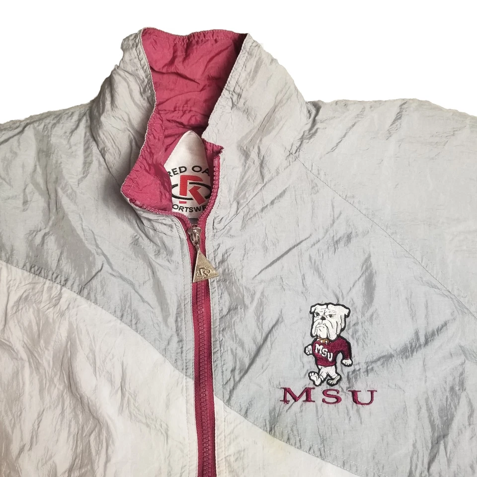 Vintage Mississippi State Bulldogs Jacket Red Oak Sportswear Windbreaker Sz XL - Image 4 of 4