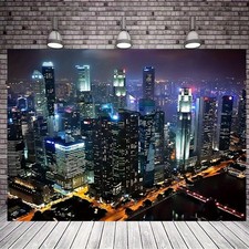 2D Flat, 2D Flat City Nightscape Background - Vibrant Urban Landscape Wallpaper