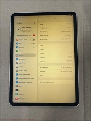 BURNT LCD Apple iPad Pro 11'' Wi-Fi Only 1st Gen Silver 64GB SEE DETAILS